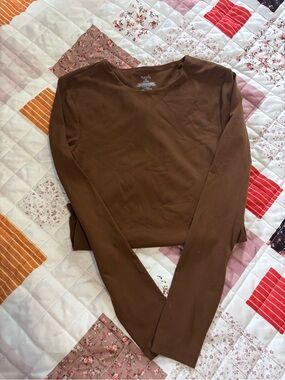 nuuds Brown Long Sleeve Crew Neck Top